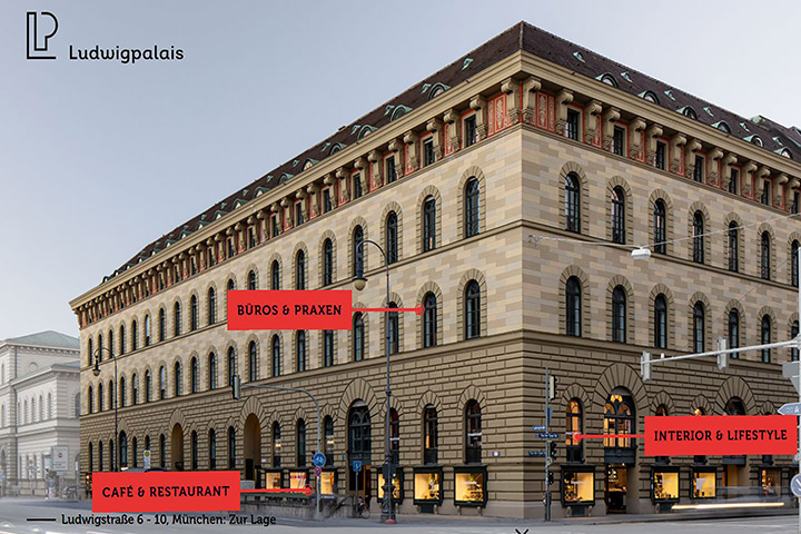 Das Ludwigpalais zwischen Münchener Altstadt und Maxvorstadt.